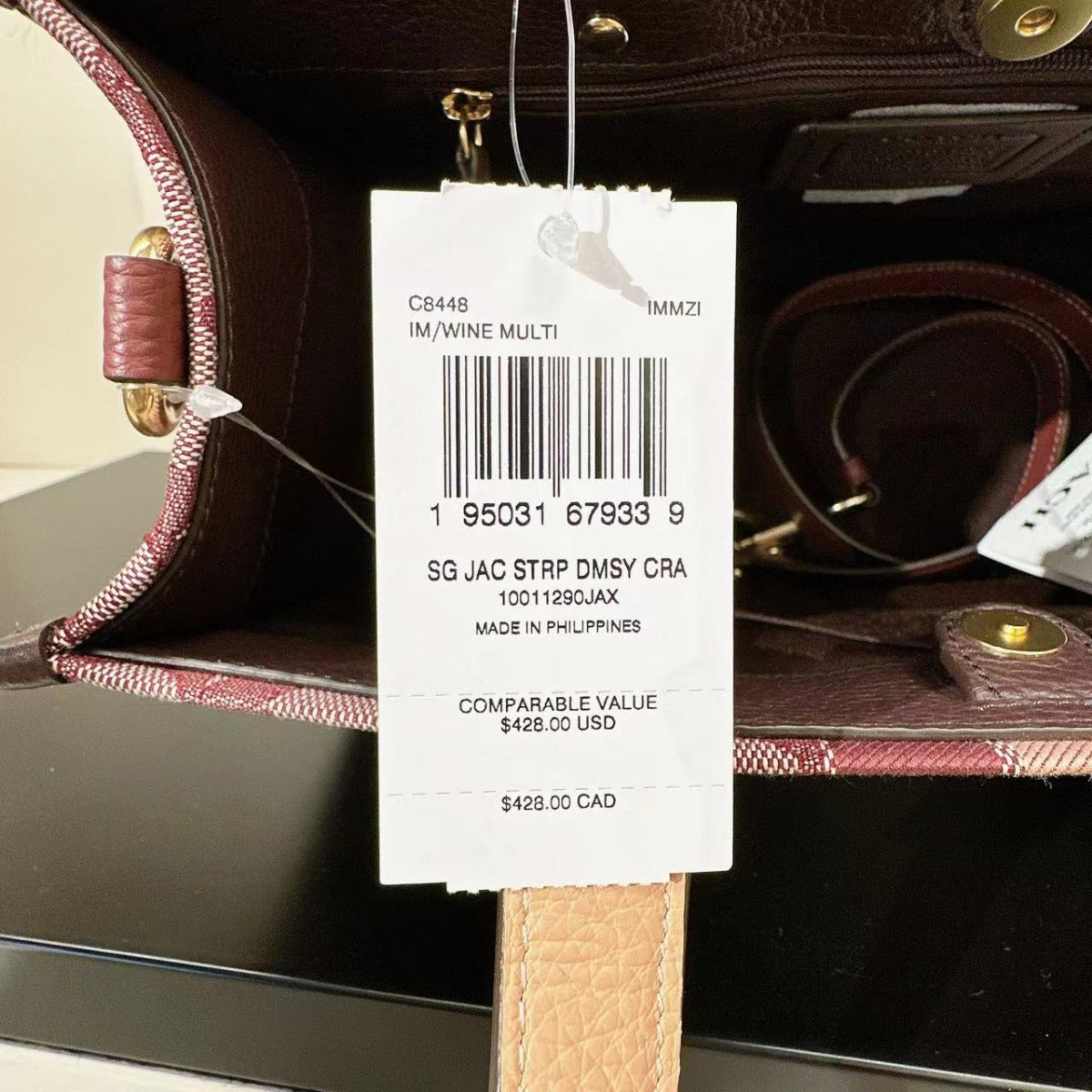 Coach C8448 Dempsey Carryall In Signature Jacquard In Gold/Wine Multi Coach C8448 Dempsey Carryall In Signature Jacquard In Gold/Wine Multi